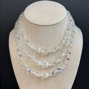 Vintage Crystal AB Beaded Necklace